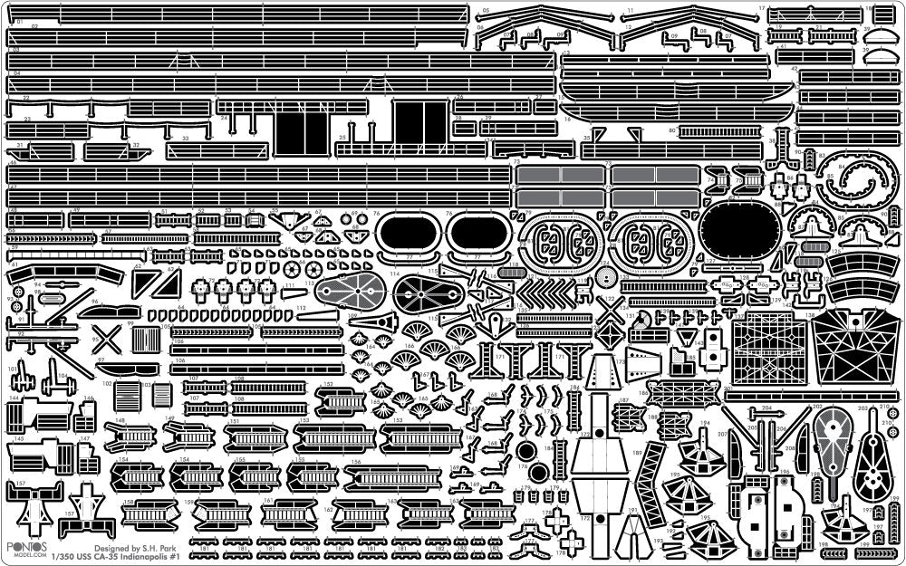 Pontos 35017F1 USS CA-35 Indianapolis 1945 Detail Up Set 1/350 – image 12