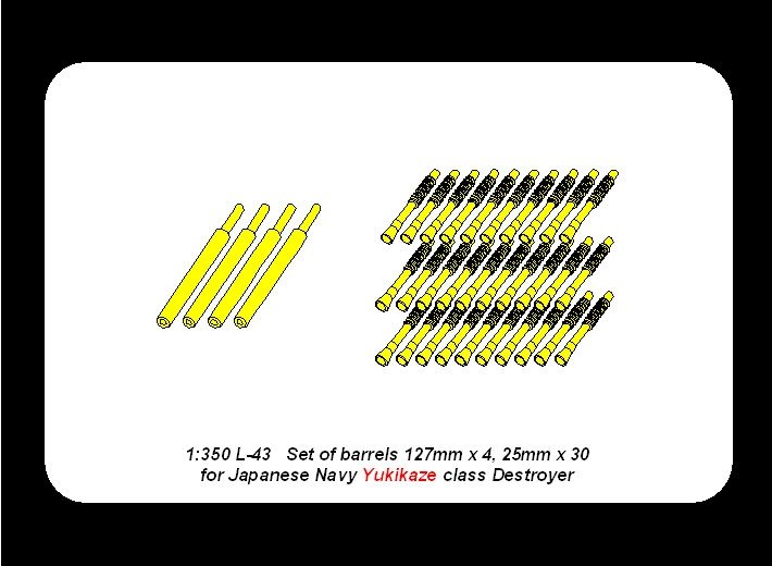 Aber 350L-43 Set of barrels 127mm x 4; 25mm x 30 for Japan Navy Yukikaze class Destroyer 1/350 – zdjęcie 4