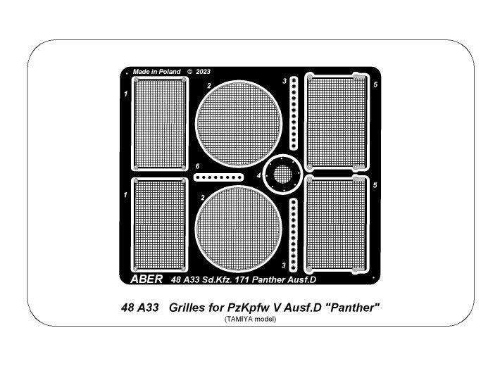 Aber 48A33 Grilles for Panther D 1/48 – zdjęcie 2