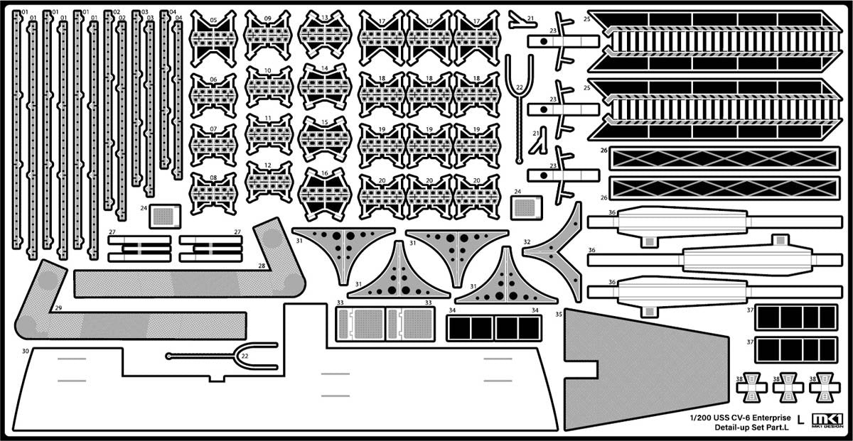MK1 Design MD-20022 USS CV-6 Enterprise DX with Full Wooden Deck for Trumpeter 1/200 – zdjęcie 64