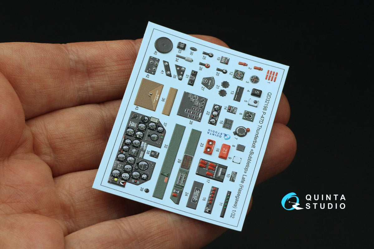 Quinta Studio QD32198 P-47D Thunderbolt Bubbletop Late 3D-Printed colored Interior on decal paper (Hasegawa) 1/32 – image 4