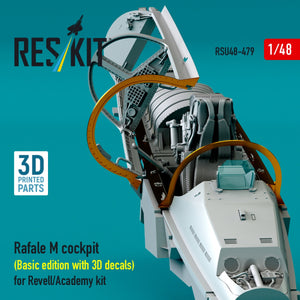 RESKIT RSU48-0479 Rafale M cockpit (Basic edition with 3D decals) for Revell/Academy kit (3D printed) 1/48