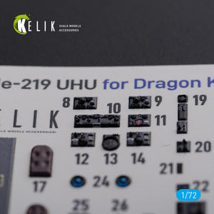 KELIK K72104 HE-219 UHU interior 3D decals for Dragon kit 1/72 – zdjęcie 3