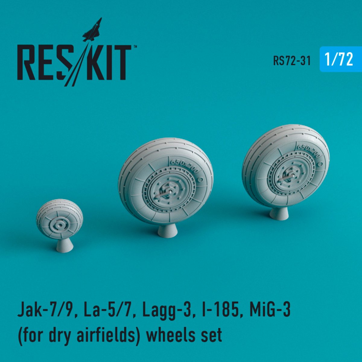 RESKIT RS72-0031 JAK-7/9, LA-5/7, LAGG-3, I-185, MIG-3 JEU DE ROUES POUR PISTES SECS 1/72