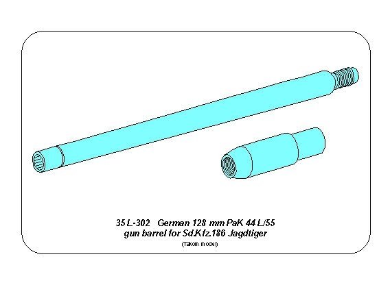 Aber 35L-302 128mm PaK 44L/55 barrel for Jagdtiger (Takom) 1/35 assault gun – image 2