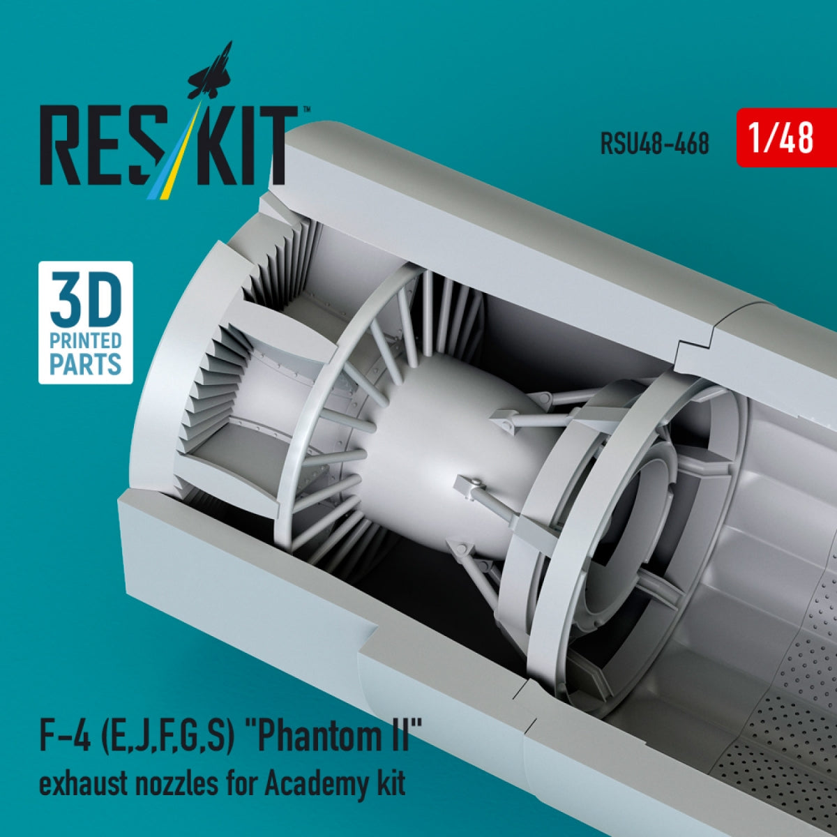 RESKIT RSU48-0468 F-4 (E, J, F, G, S) "Phantom II" exhaust nozzles for Academy kit (3D Printed) 1/48