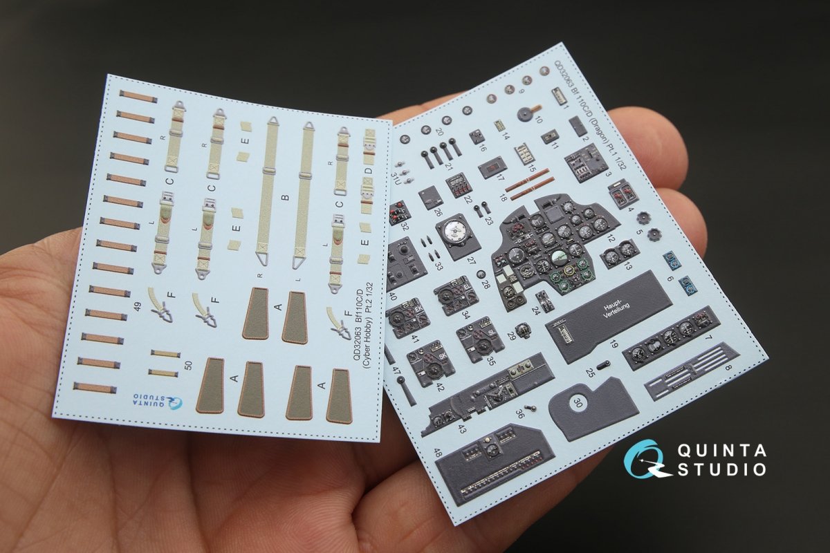 Quinta Studio QD32063 Bf 110C/D 3D-Printed &amp;amp; coloured Interior on decal paper (for Dragon kit) 1/32 – zdjęcie 2