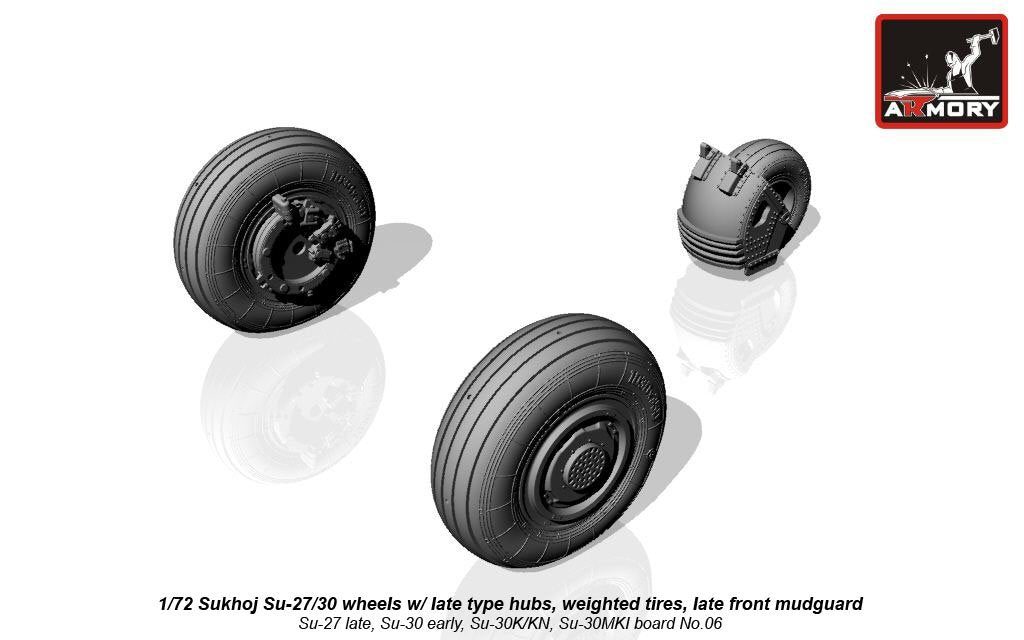 Armory Models AW72033 Sukhoj Su-27/30 Flanker wheels w/ late type hubs, weighted tires, late front mudguard 1/72 – zdjęcie 3