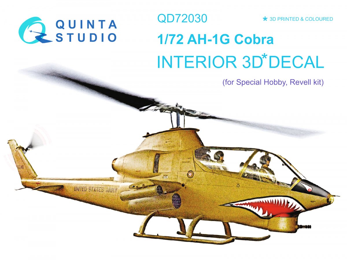 Quinta Studio QD72030 Ah-1G 3D-Printed & coloured Interior on decal paper (Special Hobby/Revell) 1/72