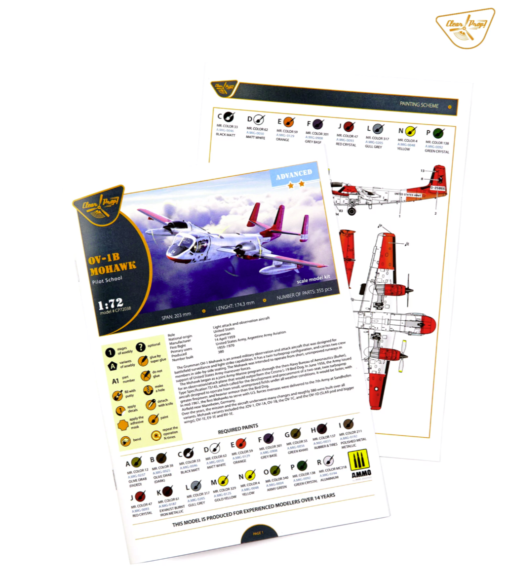 Clear Prop! CP72038 OV-1B Mohawk &amp;quot;Pilot School&amp;quot; ADVANCED KIT 1/72 – immagine 26