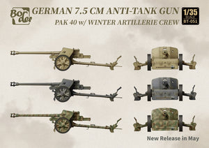 Border Model BT-051 German 7.5cm Anti-Tank Gun PaK 40 w/Winter Artillery Crew. 1/35 – zdjęcie 2