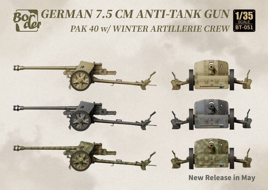 Border Model BT-051 German 7.5cm Anti-Tank Gun PaK 40 w/Winter Artillery Crew. 1/35 – zdjęcie 2