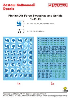 Techmod 32022 - Finnish Air Force Swastikas and Serials 1934-44 1/32 – immagine 2