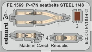 Eduard FE1569 P-47N seatbelts STEEL for MINIART 1/48