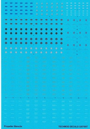 Techmod 32076 Propeller logos and stencils / Oznakowanie śmigieł 1/32 – zdjęcie 3