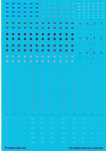 Techmod 32076 Propeller logos and stencils / Oznakowanie śmigieł 1/32 – zdjęcie 3