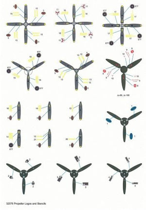 Techmod 32076 Propeller logos and stencils / Oznakowanie śmigieł 1/32 – zdjęcie 2