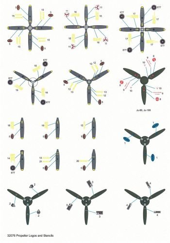 Techmod 32076 Propeller logos and stencils / Oznakowanie śmigieł 1/32 – zdjęcie 2