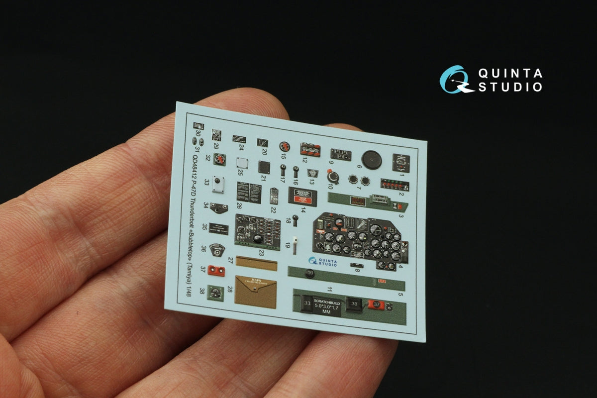 Quinta Studio QD48412 P-47D Thunderbolt Bubbletop 3D-Printed &amp;amp; coloured Interior on decal paper (Tamiya) 1/48 – zdjęcie 4