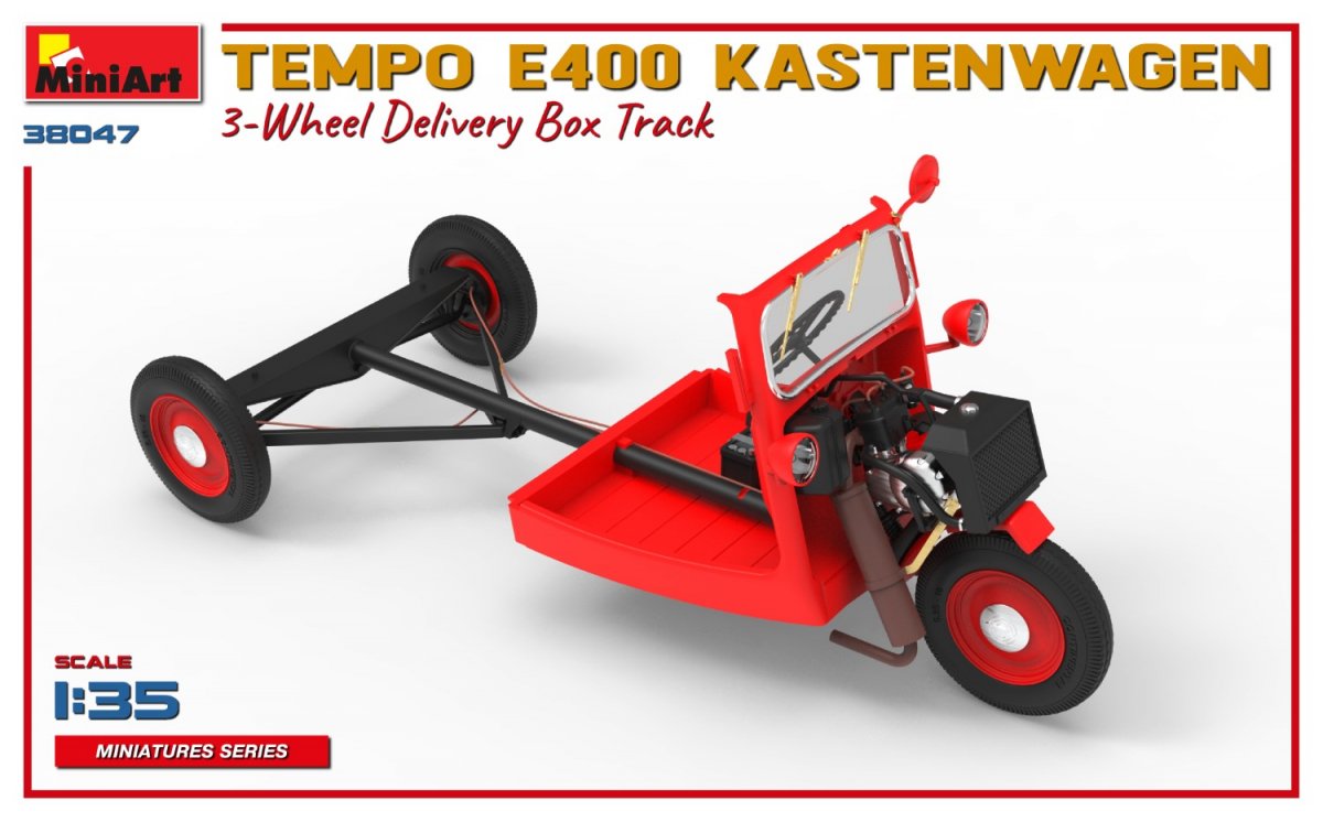 MiniArt 38047 TEMPO E400 KASTENWAGEN 3-WHEEL DELIVERY BOX TRACK 1/35 – zdjęcie 9
