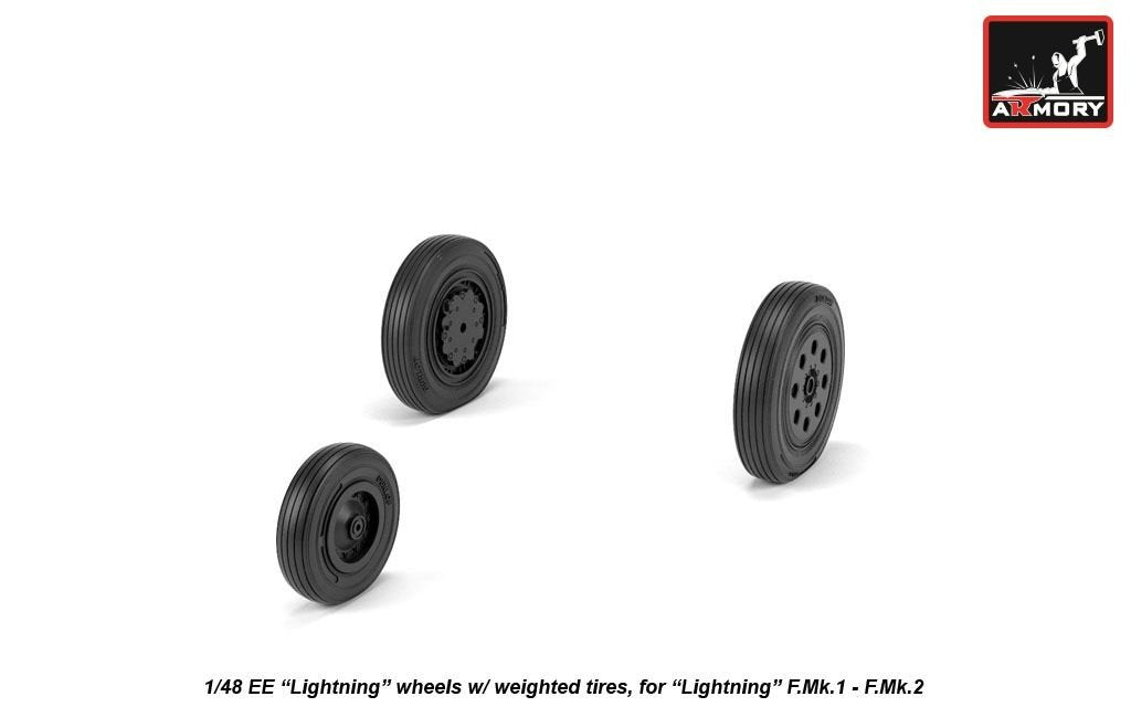 Armory Models AW48407 EE Lightning wheels w/ weighted tires, early 1/48 – zdjęcie 2