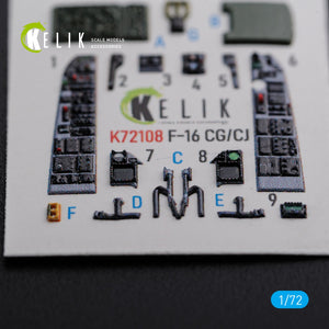 KELIK K72108 F-16 CG/CJ interior 3D decals for Academy kit 1/72 – zdjęcie 5