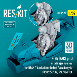 RESKIT RSF32-0093 F-35 (A/C) pilot in late ejection seat for RESKIT Cockpit for Italeri / Academy kit (RSU32-0137, RSU32-0138) (3D Printed) 1/32