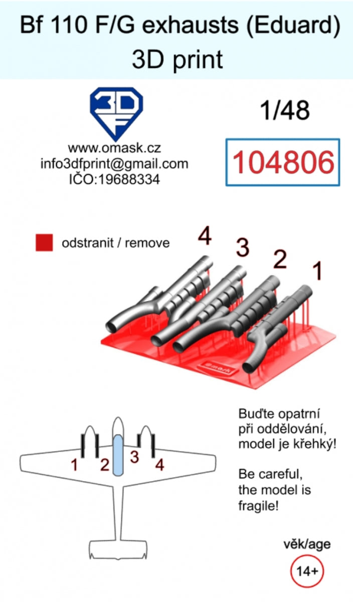 Omask 104806 Bf 110 F/G exhaust (for Eduard) 3D print 1/48 – image 2