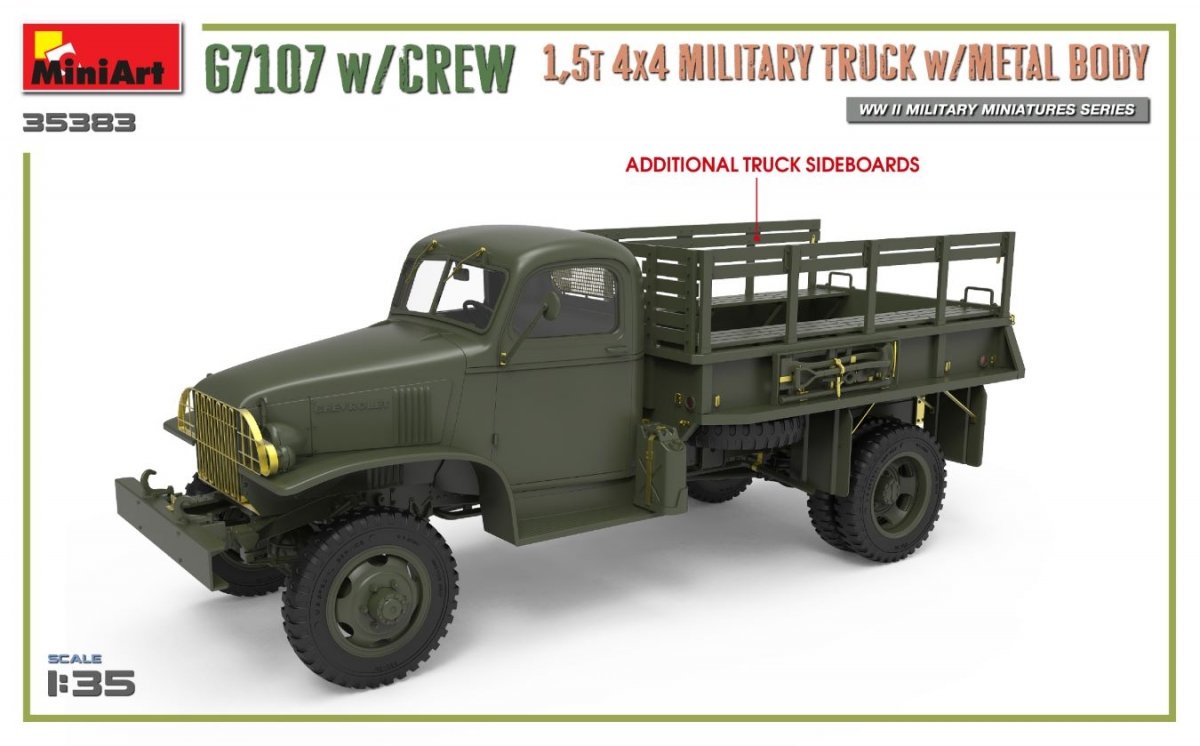 MiniArt 35383 G7107 w/CREW 1.5t 4X4 CARGO TRUCK w/METAL BODY 1/35 – image 3