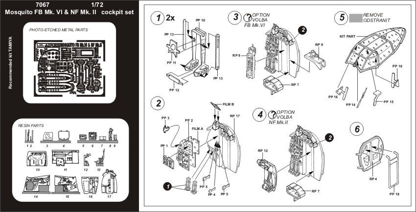 Aires 7067 MOSQUITO FB Mk.VI / NF Mk.II cockpit set 1/72 TAMIYA – zdjęcie 2