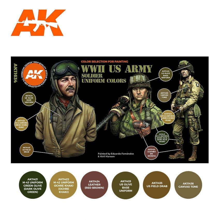 AK Interactive AK11634 WWII US ARMY SOLDIER UNIFORM COLORS – zdjęcie 2