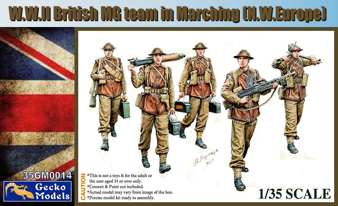 Gecko Models 35GM0014 W.W.II British MG team in marching (N.W. Europe) 1/35