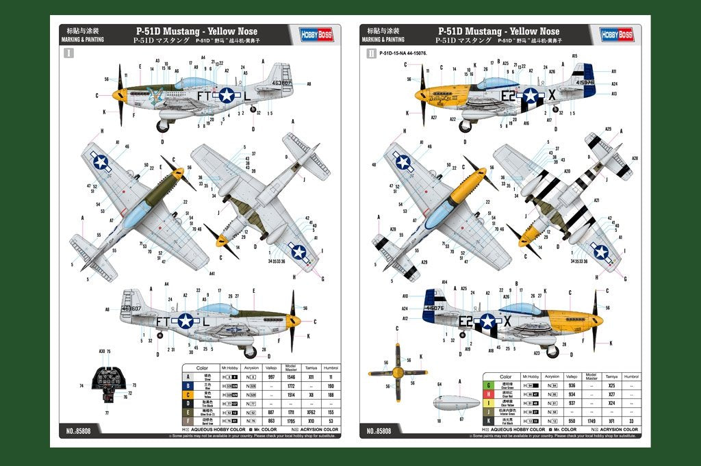 Hobby Boss 85808 North-American P-51D Mustang Yellow Nose 1/48 – zdjęcie 4