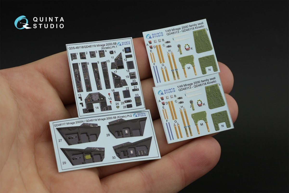 Quinta Studio QD48118 Mirage 2000-5B 3D-Printed &amp;amp; colored Interior on decal paper (Kinetic) 1/48 – image 11