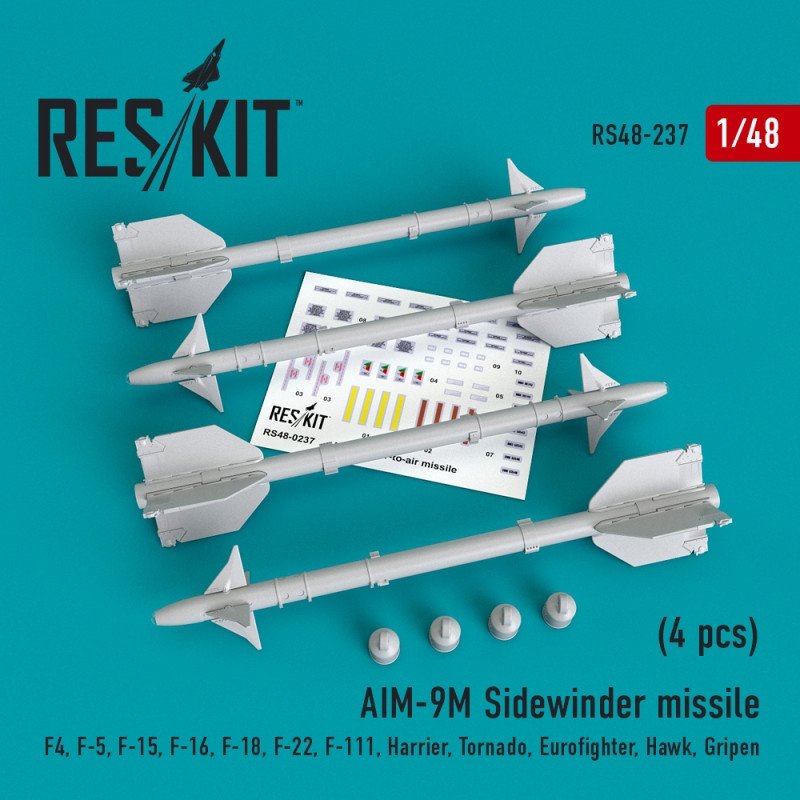 RESKIT RS48-0237 AIM-9M Sidewinder missile (4 pcs) 1/48