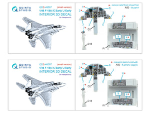 Quinta Studio QDS-48597 F-15A/F-15C Early/F-15J Early 3D-Printed &amp;amp; coloured Interior on decal paper (Hasegawa) (Small version) 1/48 – zdjęcie 2