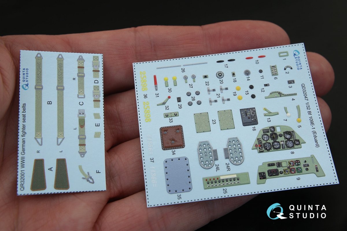 Quinta Studio QD32047 Bf 109E-1 3D-Printed &amp;amp; coloured Interior on decal paper (for Eduard kit) 1/32 – zdjęcie 2