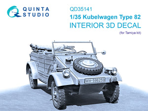 Quinta Studio QD35141 Kubelwagen Type 82 3D-Printed &amp;amp; coloured Interior on decal paper (Tamiya) 1/35