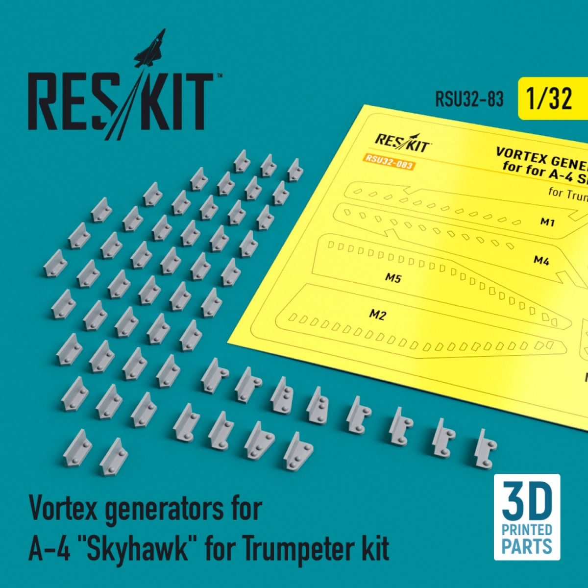 RESKIT RSU32-0083 VORTEX GENERATORS FOR A-4 &amp;quot;SKYHAWK&amp;quot; FOR TRUMPETER KIT (3D PRINTED) 1/32