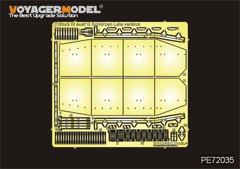 Voyager modèle PE72035 WWII allemand StuG III ausf G Schurzen version tardive pour DRAGON 7283 1/72