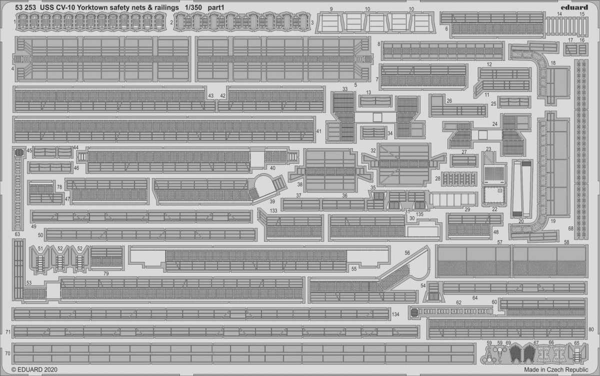 Eduard 53253 USS CV-10 Yorktown safety nets &amp;amp; railings 1/350 TRUMPETER