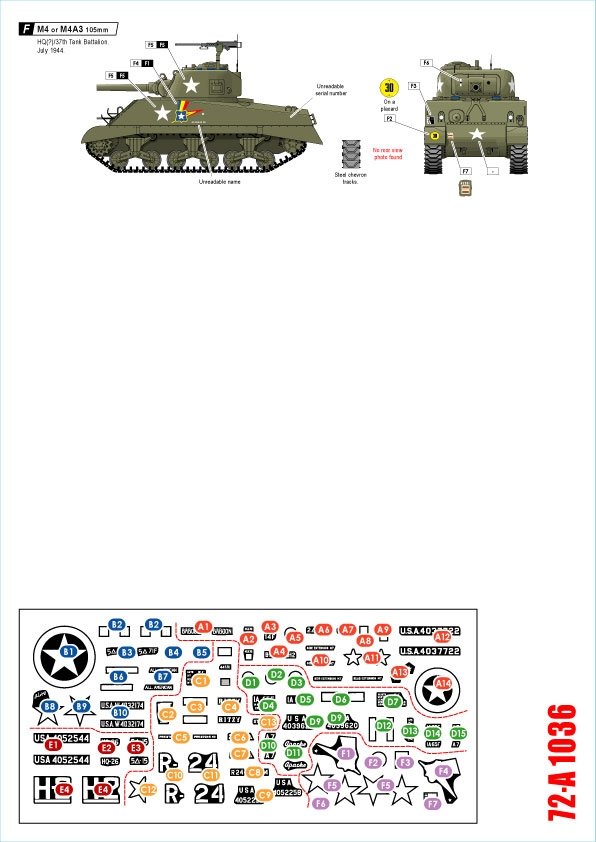 Star Decals 72-A1036 US S.P. Howitzers. M7 Priest, M8 HMC and M4 (105mm). 75th-D-Day-Special. Normandy and France in 1944 1/72 – zdjęcie 2
