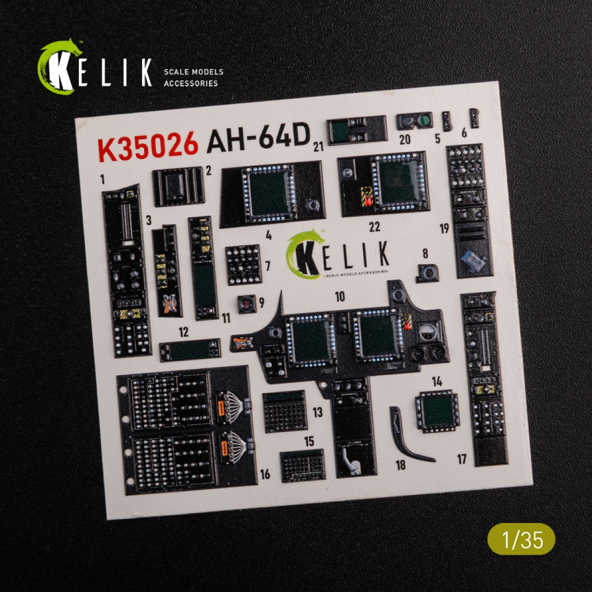KELIK K35026 AH-64D Apache interior 3D decals for Meng kit 1/35 – image 2