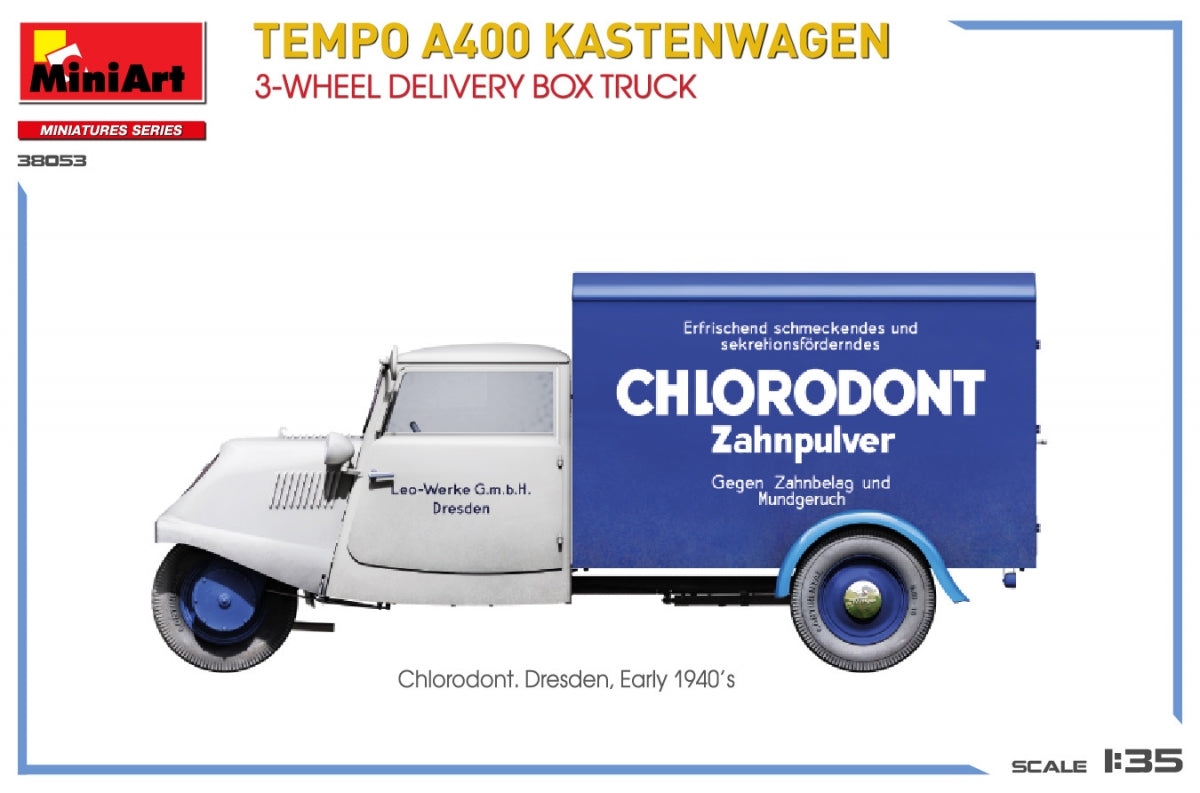 MiniArt 38053 TEMPO A400 KASTENWAGEN 3-WHEEL DELIVERY BOX TRUCK 1/35 – zdjęcie 10