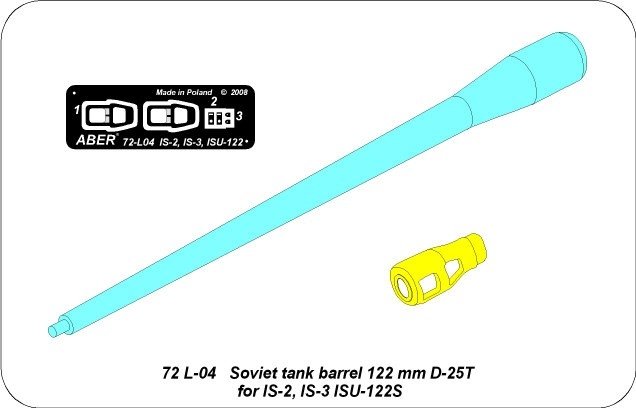 Aber 72L-04 Barrel 122 mm D-25T for Soviet tanks IS-2, IS-3, ISU-122S / Soviet tank barrel 122mm D-25T for IS-2, IS-3, ISU-122S 1/72 – image 4