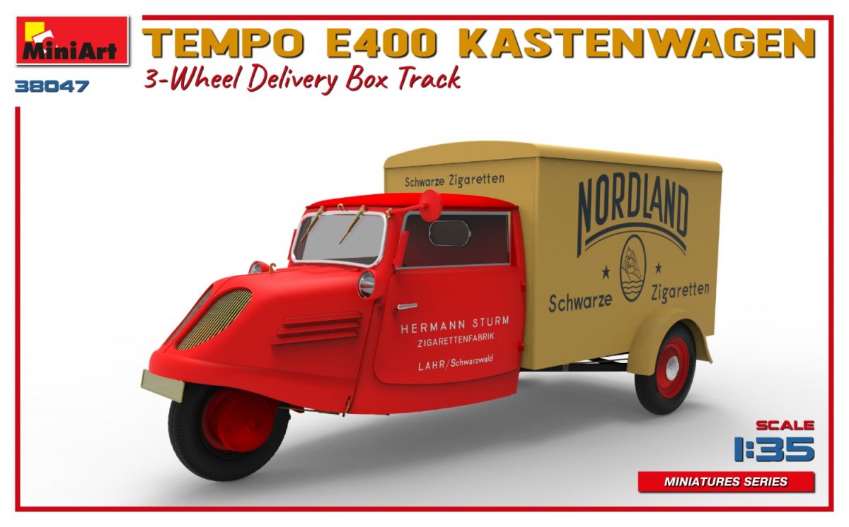 MiniArt 38047 TEMPO E400 KASTENWAGEN 3-WHEEL DELIVERY BOX TRACK 1/35 – zdjęcie 4