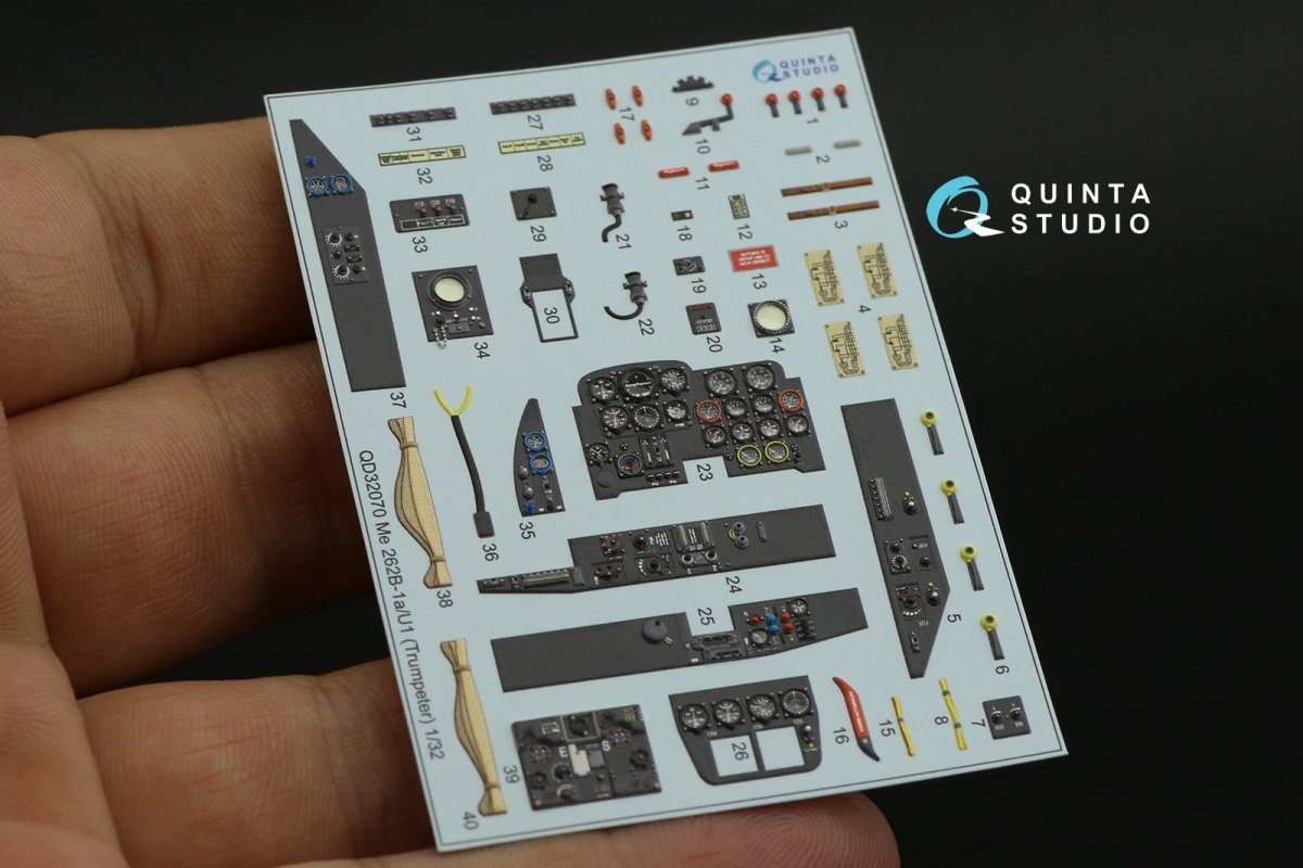 Quinta Studio QD32070 Me 262B1a/U-1 3D-Printed &amp;amp; colored Interior on decal paper (Trumpeter) 1/32 – image 10