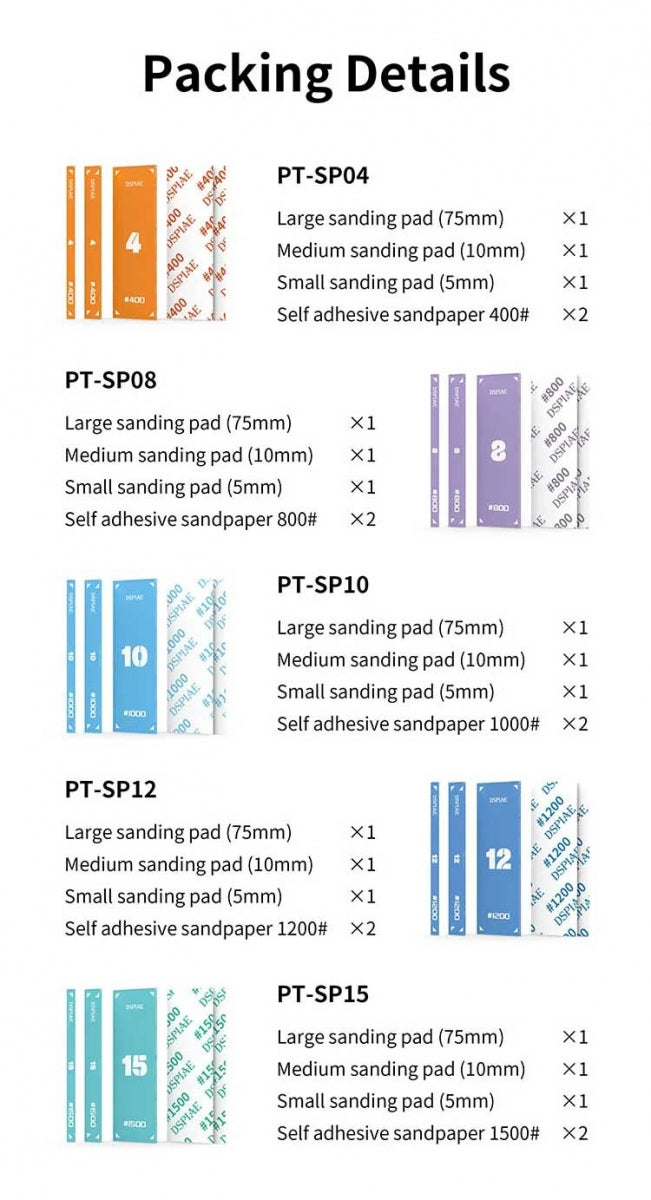 Jeu de 3 tampons de ponçage acryliques DSPIAE PT-SP10 n° 1000 – image 2