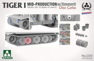 Takom 2200 Tiger I Mid Production w/zimmerit Sd.Kfz. 181 Pz.Kpfw. VI Ausf. E Otto Carius 1/35 – zdjęcie 4