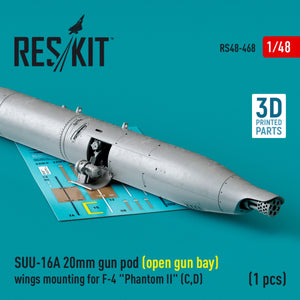 RESKIT RS48-0468 SUU-16A 20mm gun pod (open gun bay) wings mounting for F-4 Phantom II (C,D) (1 pcs) (3D Printed) 1/48 – zdjęcie 2